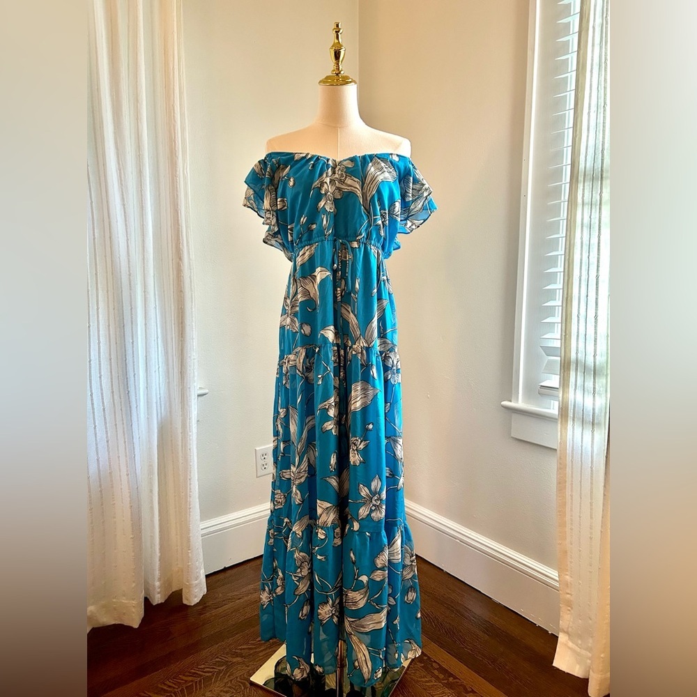 Taylor Blue and White Floral Dress